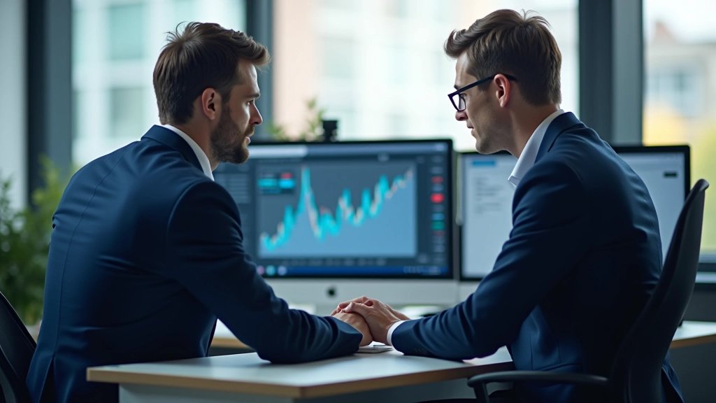 Person analyzing financial charts and graphs on computer screen, professional office environment