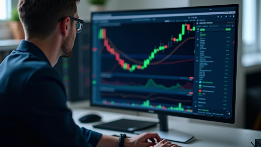 Close-up of financial chart showing candlestick patterns and price levels on a trading platform screen